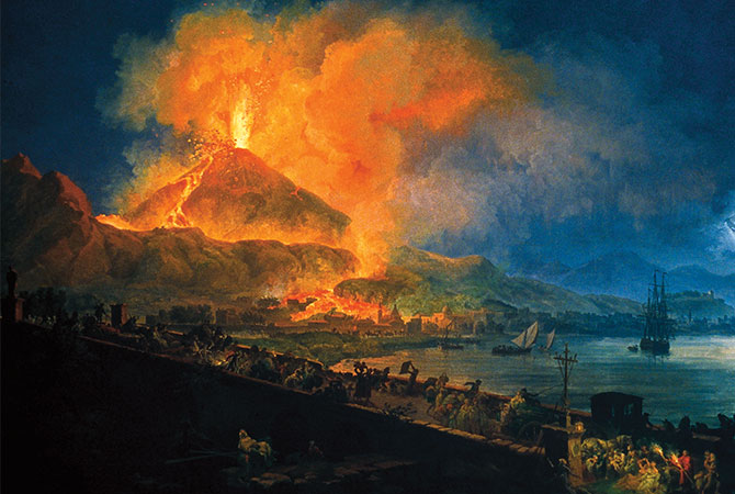 A volcano erupting