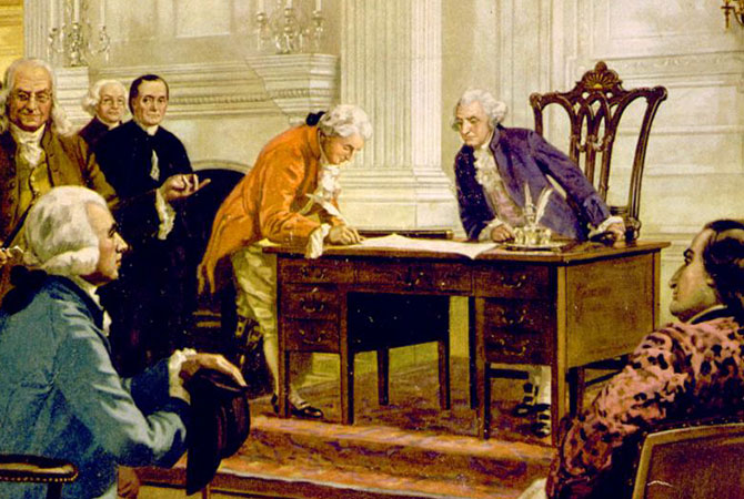 Illustration of the creation of the Constitution