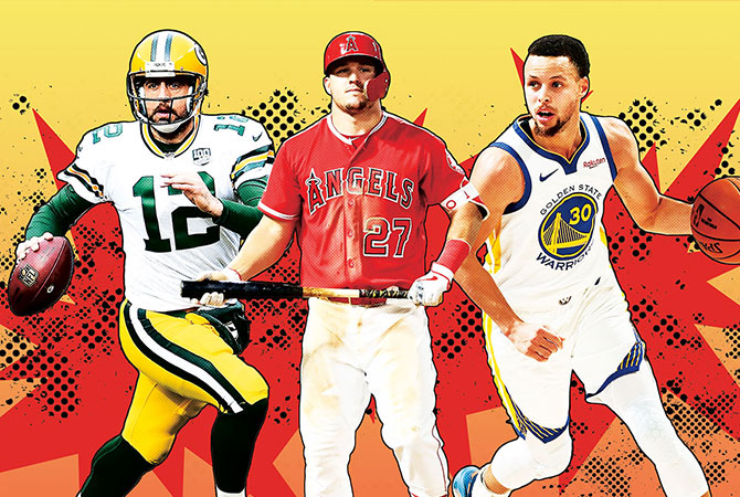 A professional football player, baseball player, and a basketball player