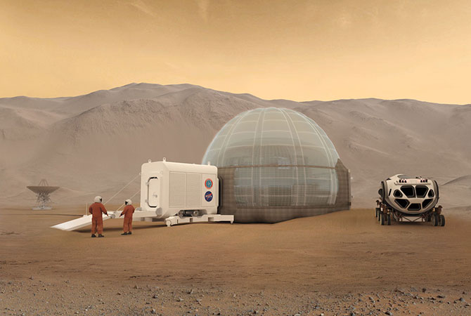 Image of people on Mars