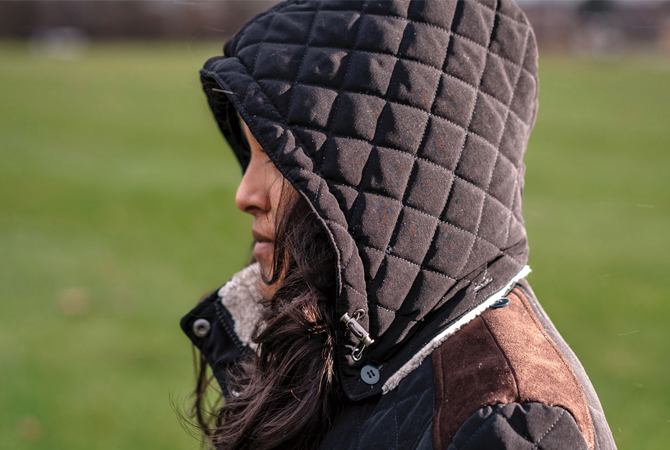 Girl wearing a hood