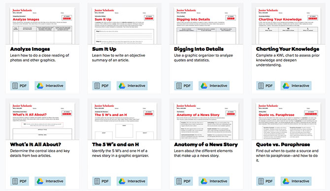 Junior Scholastic graphic organizer library 