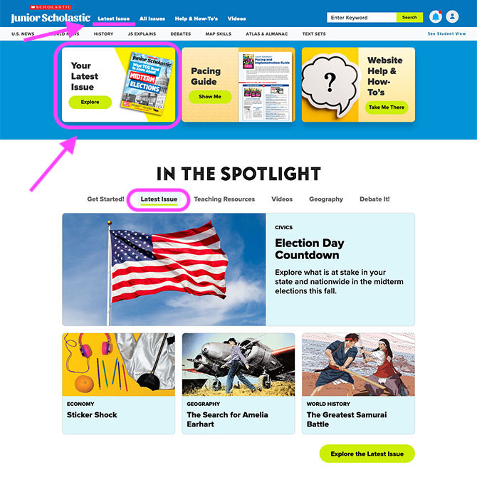 Junior Scholastic teacher homepage